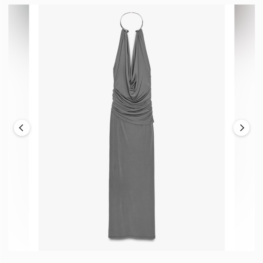 Zara Draped Halter Maxi Dress in Gray